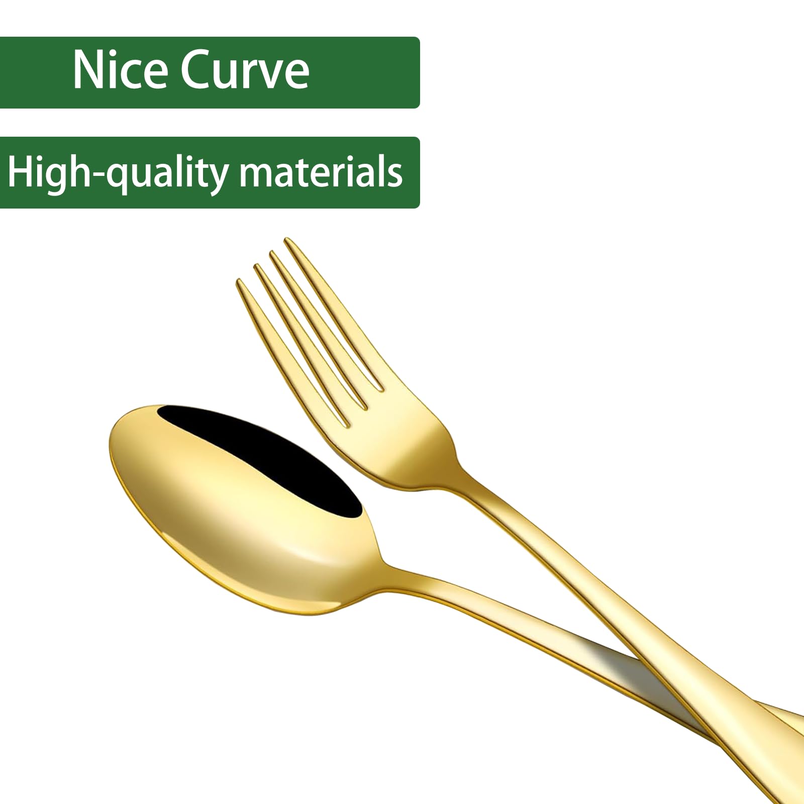 Gold forks and spoons set 24pcs stainless steel gold forks Dishwasher Safe — Amazon image 4