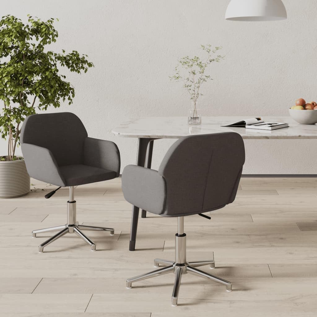Krzesła do jadalni, 2 szt., obrotowe, ciemnoszare, tapicerowane krzesło z ergonomicznym oparciem i tapicerowanym siedziskiem, krzesło z podłokietnikami do jadalni, kuchni, salonu, biura