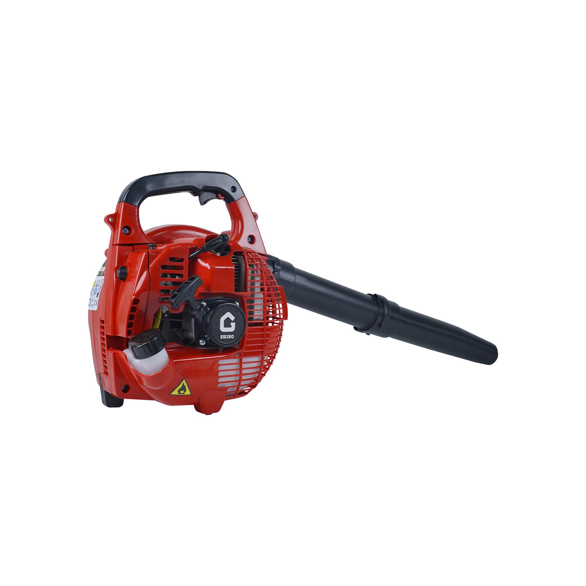 Soplador de hojas de gasolina de 28 cc, 490 CFM y 280 MPH, motor de 2 tiempos de 1,1 CV, soplador de hojas manual para jardín, patio y entrada, ligero y potente para hojas, remoción de nieve, rojo