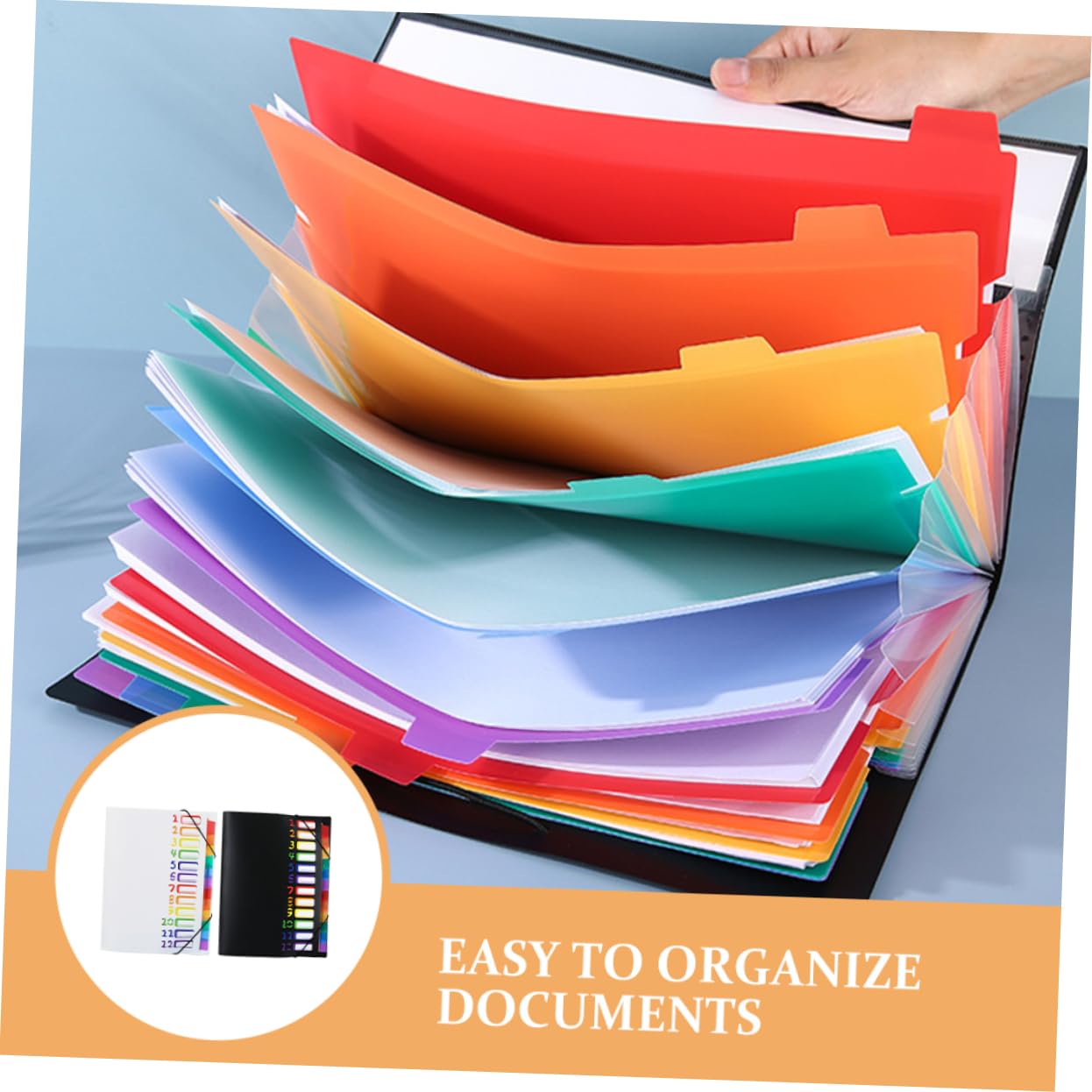 Organiseur de Documents Accordéon 12 Poches, Lot de 2 en PP