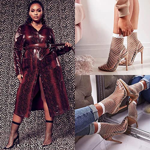 Ruxia Women's Fishnet Socks Ankle Dress Hollow Out Socks High Nylons Multi Colors 5 Pairs4