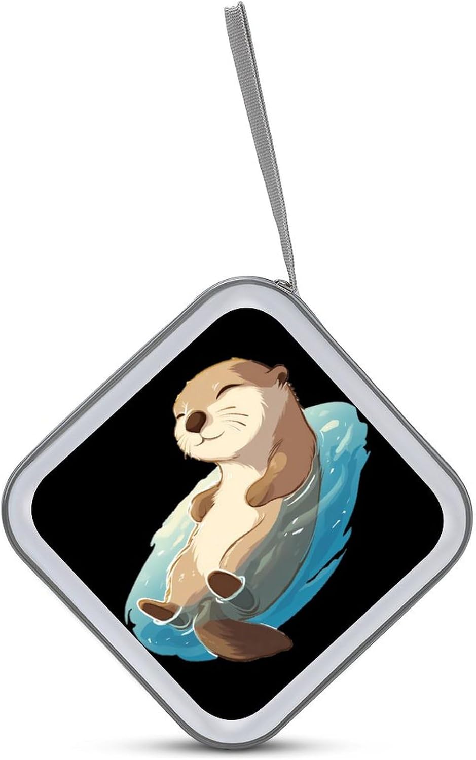 Otter Floating in Water CD Case DVD Storage Holder Binder 40 Capacity | protective,hard case,protable loop,travel car use,zippered closure