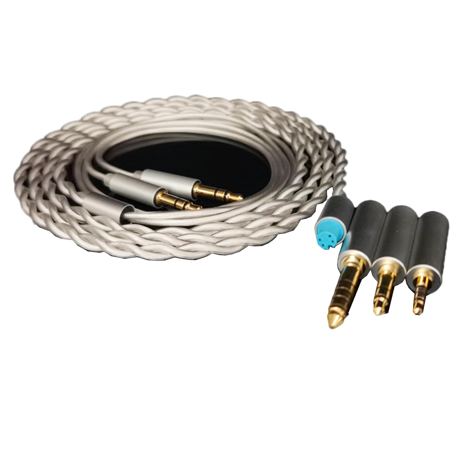 Symmetrisches Kabel mit 4.4mm,2.5mm,3.5mm Adapter für HIFIMAN HE400/HE400I/Sundara/Ananda/HE1000se/HE6se,Dual 3,5 mm 3 in 1 6N Kupfer Ersatz Aufrüsten Draht(Silber)
