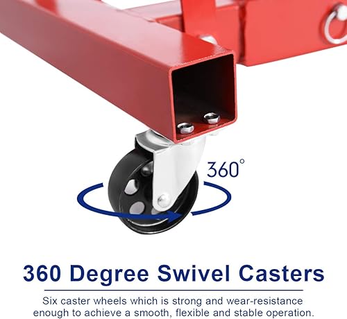 Miniatura 5 de Goplus - Grúa plegable para motor con capacidad para 2toneladas plataforma elevadora para taller de acero resistente y 6 ruedas de hierro Rojo