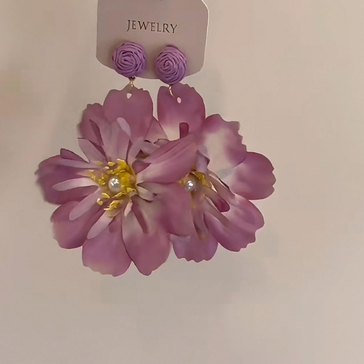 Large Flower Earrings for Women Boho Floral Statement Earrings Trendy Purple Flower Dangle Earrings Fashion Jewelry for Wedding Gifts - Image 5