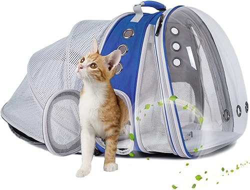 Mochila grande expandible para gatos con capacidad para hasta 20 libras, mochila transportadora de mascotas tipo cápsula espacial para gatos gordos