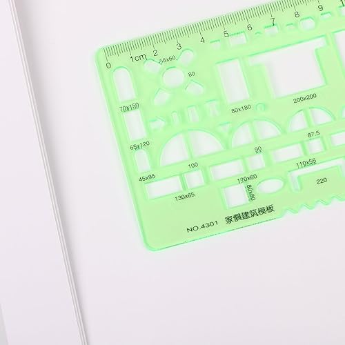 Miniatura 3 de BUZHI Plantillas de dibujos de plástico verde Plantillas de medición Reglas geométricas Muebles Escala de construcción de muebles Redacción Dibujo