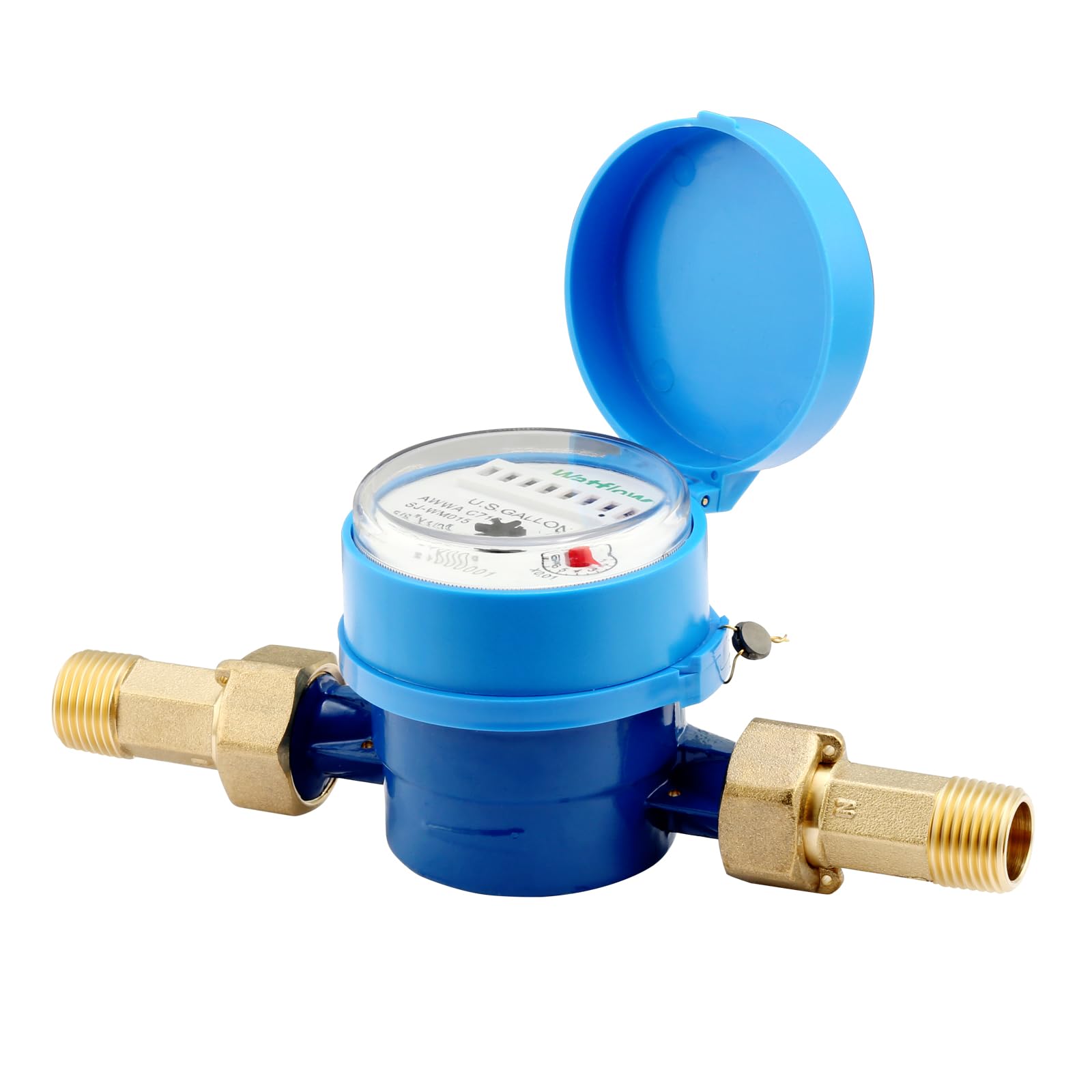 Watflow DN15 Water Meter 1/2" NPT, AWWA C712 Certification Gallon Water Flow Meter, Cold Water Meter for Garden/Home/Apartment, Horizontal Install.