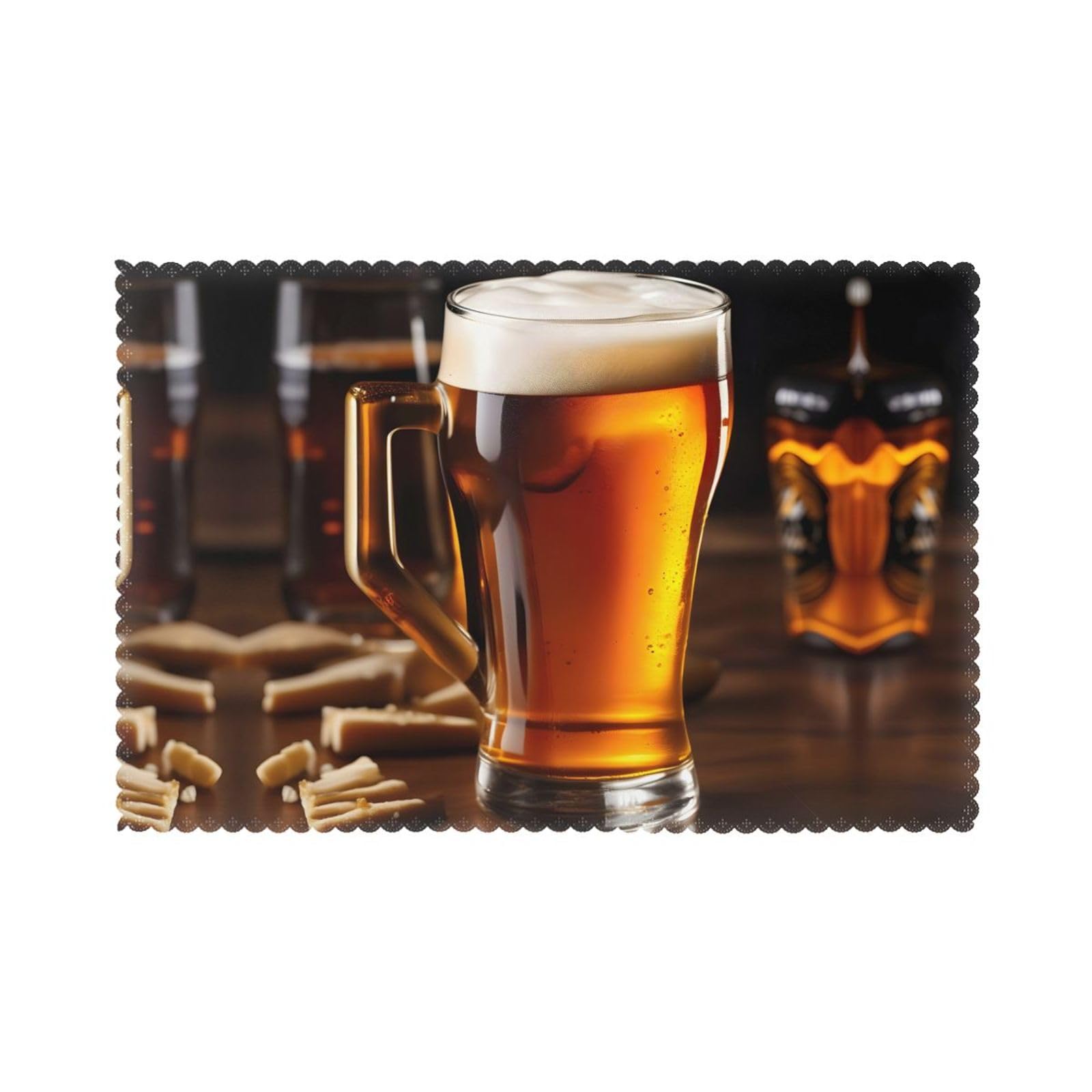 Beer Christmas Placemats Set of 6,Washable Table Mats