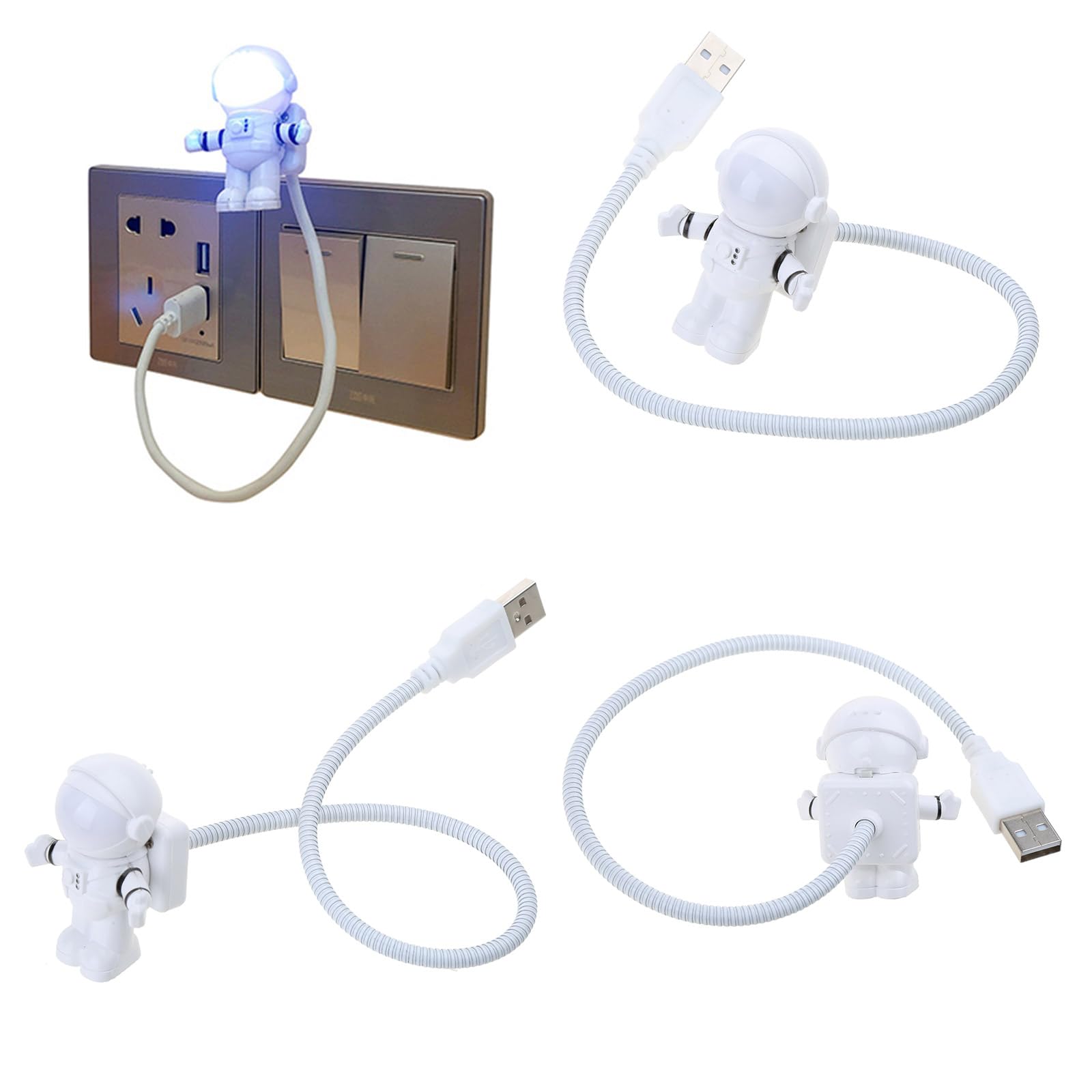 Psdndeww USB Plug-in Light Space Man for Smart Astronaut Reading Lamp Kids Room USB Charging Lamp Led Flexible Night Lamp for Tab