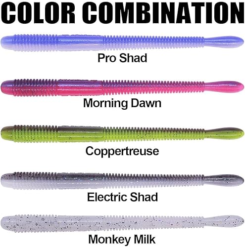 Miniatura 3 de Drop-Shot-Rigs-for Bass-Fishing-Soft Plastic-Lures-Gusanos de pesca de gusano, gusanos de goma de 4 pulgadas, gusanos locos, cebos de cola recta,