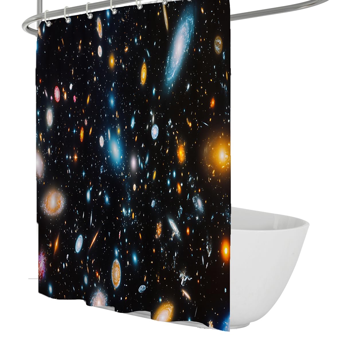 OLLIAR Home Starry Sky Celestial Shower Curtains for Bathroom Outer Space Universe Aesthetic Bathroom Curtains Decor Set Dark Polyester Fabric Bath Curtain 150x180cm