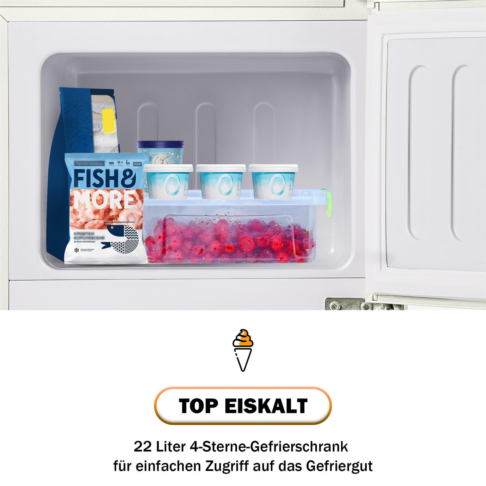Lodówka Retro Z Zamrażalnikiem O Pojemności Całkowitej 60 L, Zamrażarka 22 L, 2 Szklane Półki, Szuflada Na Warzywa, Tacka Na Jajka, 102 Kwh/Rok, Oświetlenie LED, -27°c-13°c,White