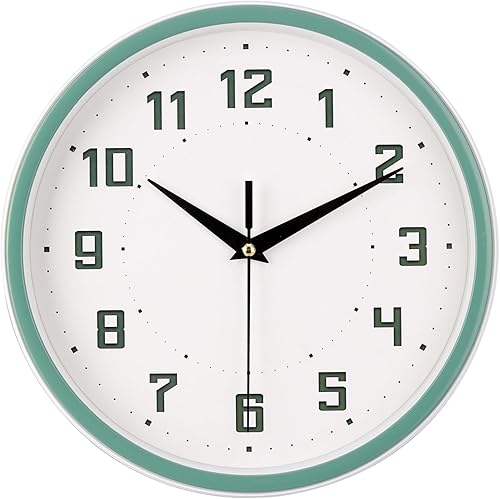 Topkey Reloj de pared redondo silencioso para cocina, estilo moderno, sin tictac, decorativo, dormitorio, oficina, estudio, cocina, reloj de pared,