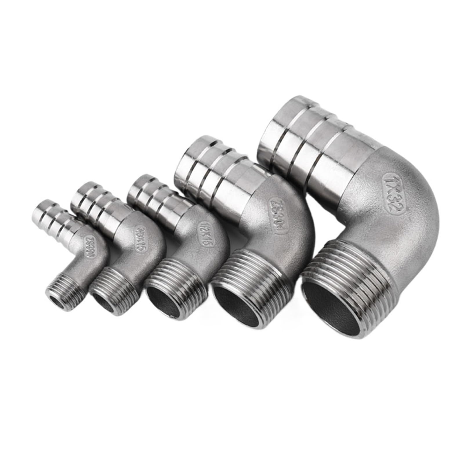Wattsbvd Men's 1/2 6Pcs Right Angle Pagoda Elbow 90 Degrees /4 " X Hosetail Barb Connector 304 Stainless Steel Water Heating Accessories(0Mm,")