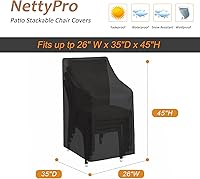 Vista 6 de NettyPro Fundas apilables para sillas de patio, impermeables, para muebles de patio al aire libre, se adapta a sillas apilables de 4 a 6 sillas