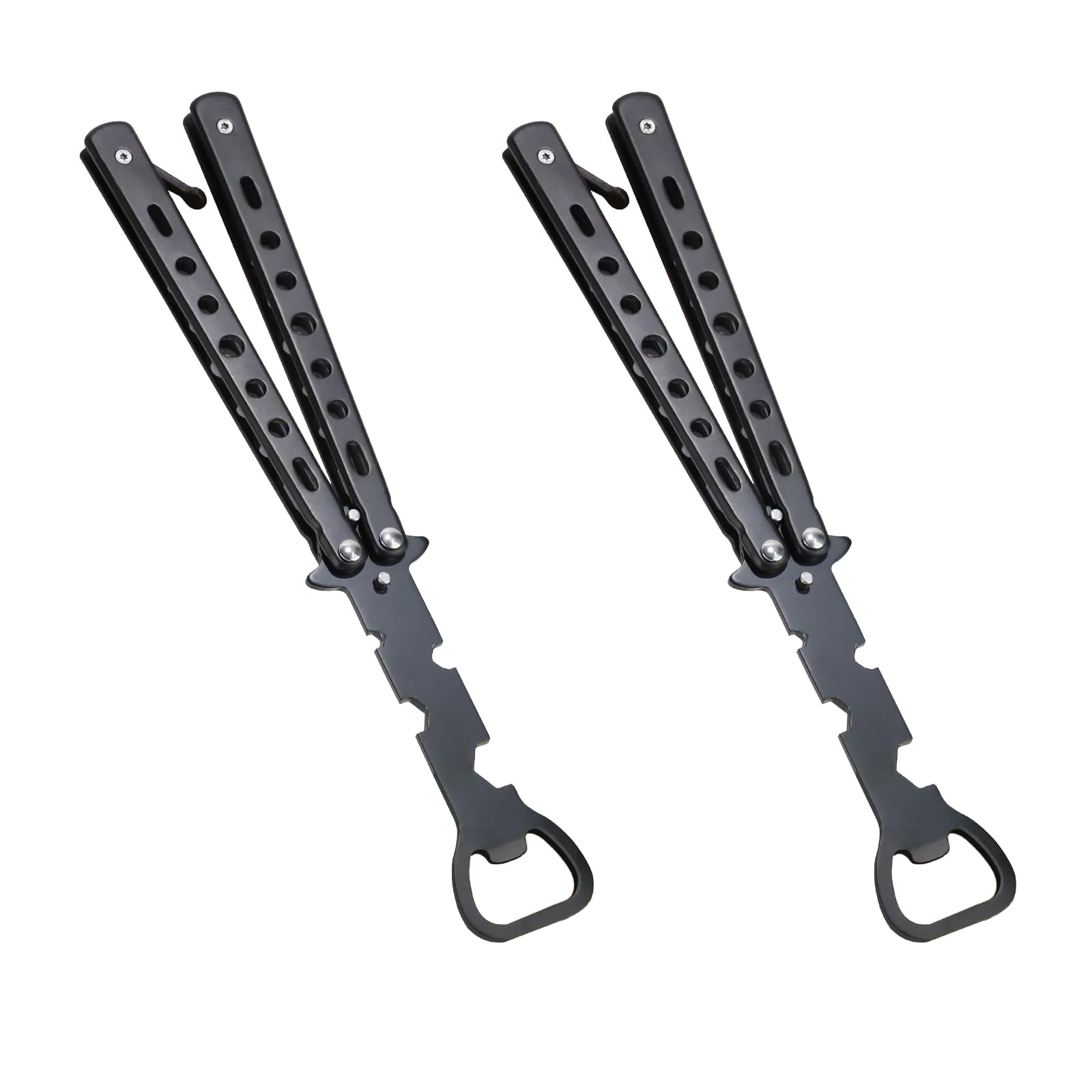 ZDNT 2 Pieces Butterfly Bottle Opener Knife Style Trainer Tool Beer Multifunctional for Bar,Party,Beer Lovers,Birthday Gifts Kids Marvel Fans (Black)
