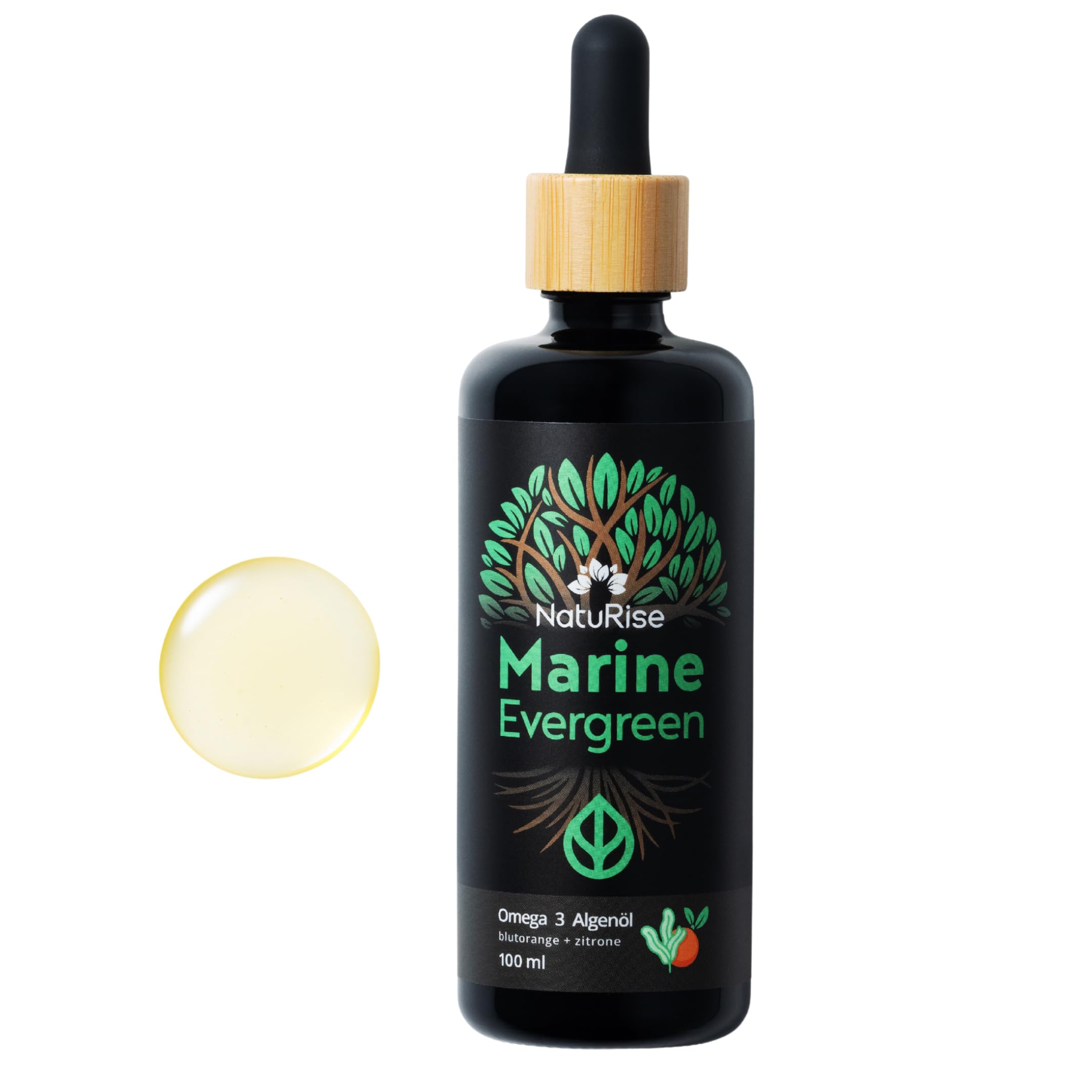 NatuRise® Omega 3 Vegan - Algenöl - 1884mg DHA, EPA & DPA - Hochdosiert - 100 ml - Laborgeprüft – Triglycerid-Form - Pipette mit Dosierskala - UV-Glas