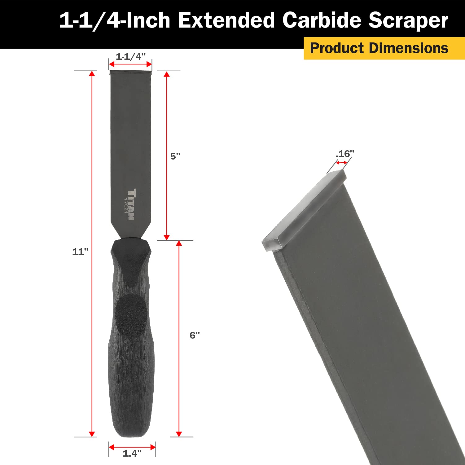 Titan 17021 Grattoir en carbure extra long 3,8 cm