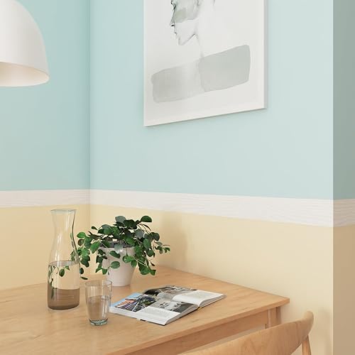 Miniatura 6 de LACHEERY 50 x 3 pulgadas, papel tapiz de madera blanca plateada, borde de pared para despegar y pegar, borde de espejo de grano de madera