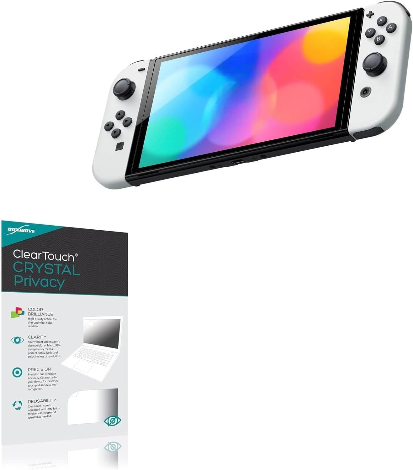 BoxWave Screen Protector Compatible with Nintendo Switch OLED Model - ClearTouch Crystal Privacy (2-Pack), Privacy Screen Protector Flexible Film Clear