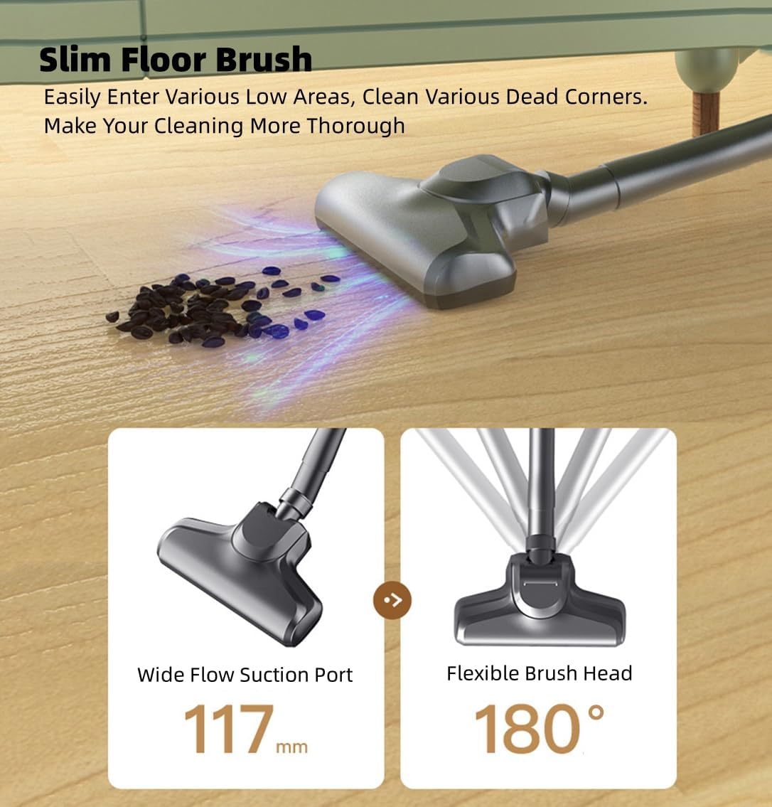 Cordless Rechargeable Stick Vacuum Cleaner, 3 Gear Suction Adjustable, 15000pa Suction Handheld Vacuum Upright Vacuum with HEPA Fine Steel Filter, Household Stick Vacuum for Hardwood Floor Pet Hairs
