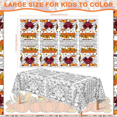 Image of OHOME Thanksgiving Coloring Tablecloth - Thanksgiving Decorations Table Decor - Friendsgiving Banner for Door Wall | Crafts Games for Kids,54 inch x 88 inch