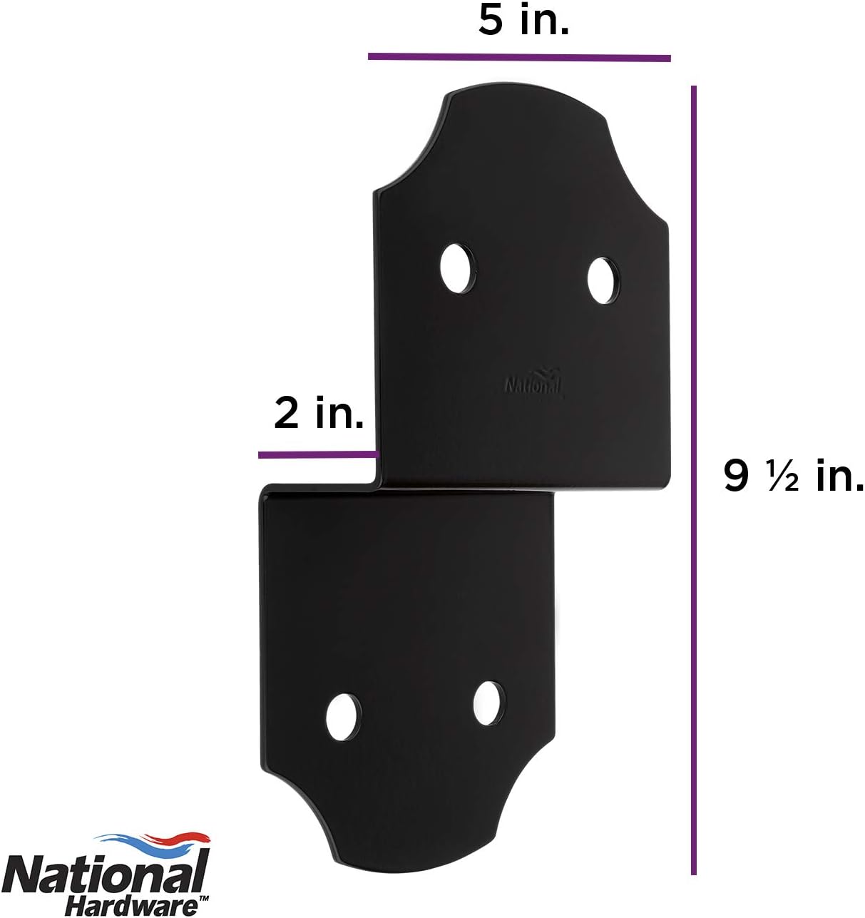 National Hardware N800-009 Decorative Joist Tie Outdoor Reinforcement Hardware Accents Brackets and Bracers for Pergolas Gazebos Garden Arches and Raised Garden Beds, 2 X 5 X 9 1/2, Hartley, Black, 6