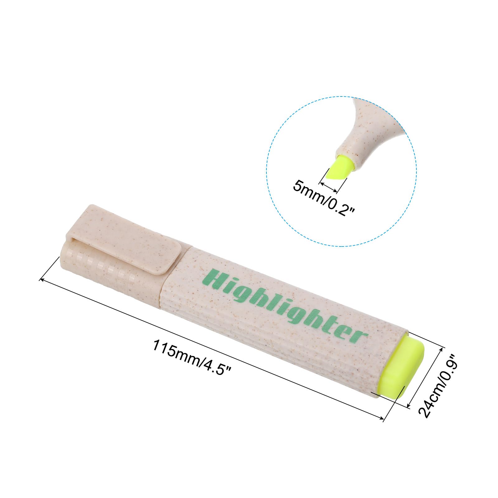 PATIKIL Highlighter Pen, 4 Pack Water Based Broad Tip Writing Marker Pens for Office Home Daily Use Style 2, Yellow - Image 2