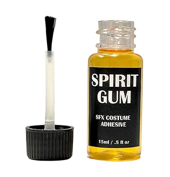 Spirit Gum Adhesive 0.5 oz 15 ml with Brush - Special Effects Makeup, SFX Prosthetic Adhesive, Wigs, Cosmetic Glue Theatrical Makeup Halloween Stage SFX