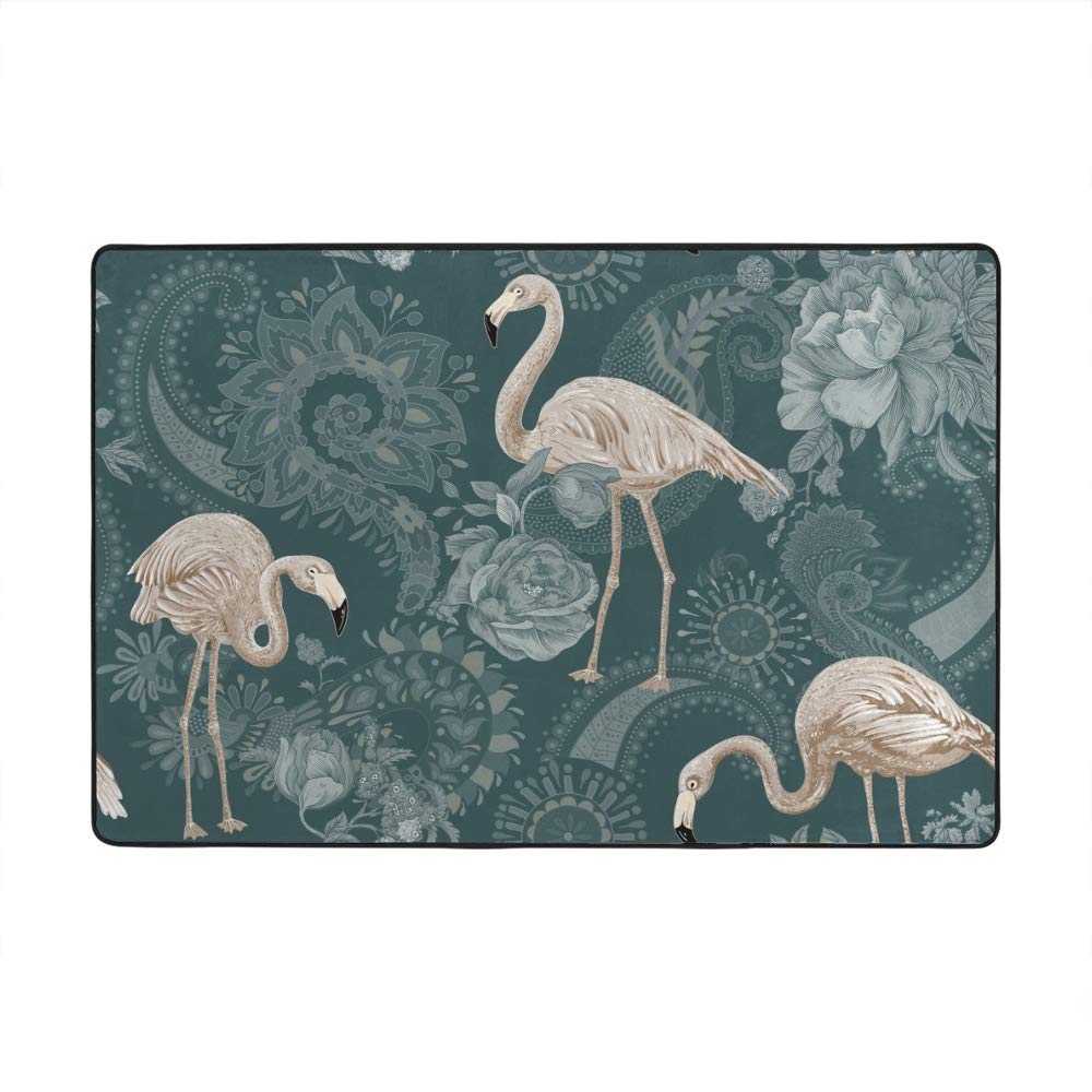 Tapis de sol grand format motif flamant rose intérieur lavable 182x121