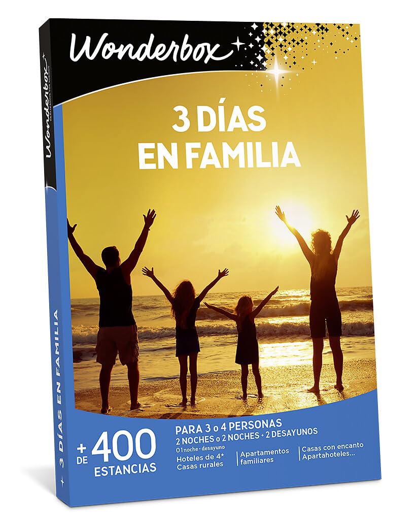WONDERBOX - Caja Regalo - 3 Días En Familia - Para 3 o 4 personas | 2 noches con o sin desayunos - Más de 400 estancias - Apartamentos familiares, hoteles de 4*, casas rurales