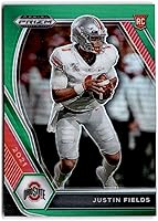 Vista 1 de 2021 Panini Prizm Draft Picks Prizms Green #121 JUSTIN FIELDS RC Ohio State Buckeyes Football Trading Card