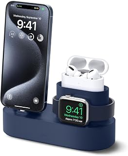 elago 3 in 1 Charging Station for iPhone, AirPods, Apple Watch | Cable Required, Compatible with Apple Watch 11/10/9/8/7/6/5/4/4/3/2/1/SE4/3/SE2/SE1, AirPods Pro 2/1, AirPods 4/3/2/1, iPhone
