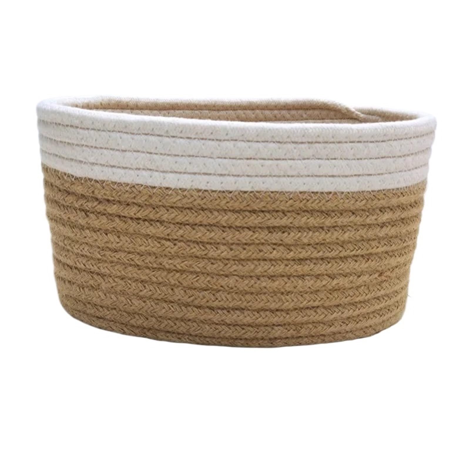 Rope Storage Basket Desktop Clutter Woven Makeup Baskets For Carpeted(Yellow)