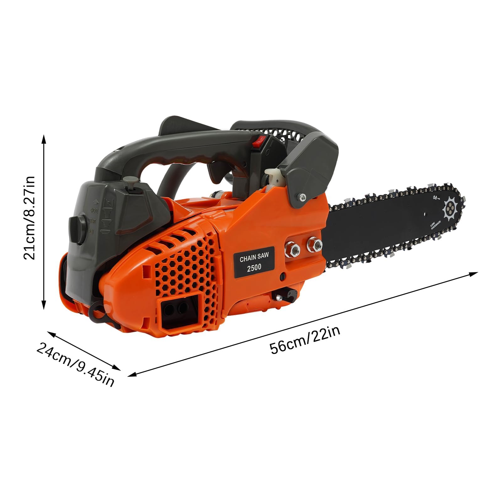 Motosierra de gasolina de 2 tiempos, 1,22 CV, 25,4 cc, 9000 rpm, diámetro de corte de 30 cm, mango superior para jardín/bosque