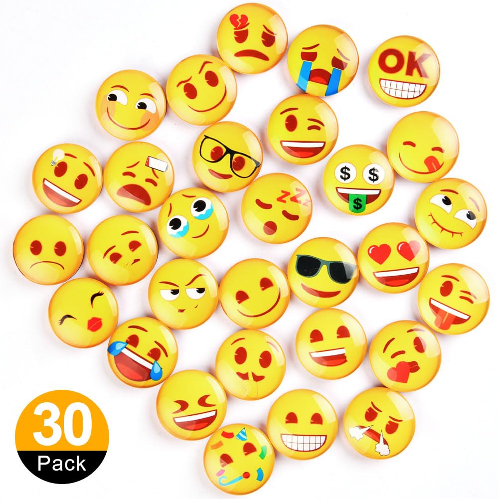 AUAUY 30Pz Emoji Magnet, Calamite Frigo Armadietto, Frigorifero Simpatici Divertenti Cucina Armadi Scuola Aula Lavagna Ufficio Cubicolo Lavagna Magnetica Decorativi Regali per Adulti Bambini