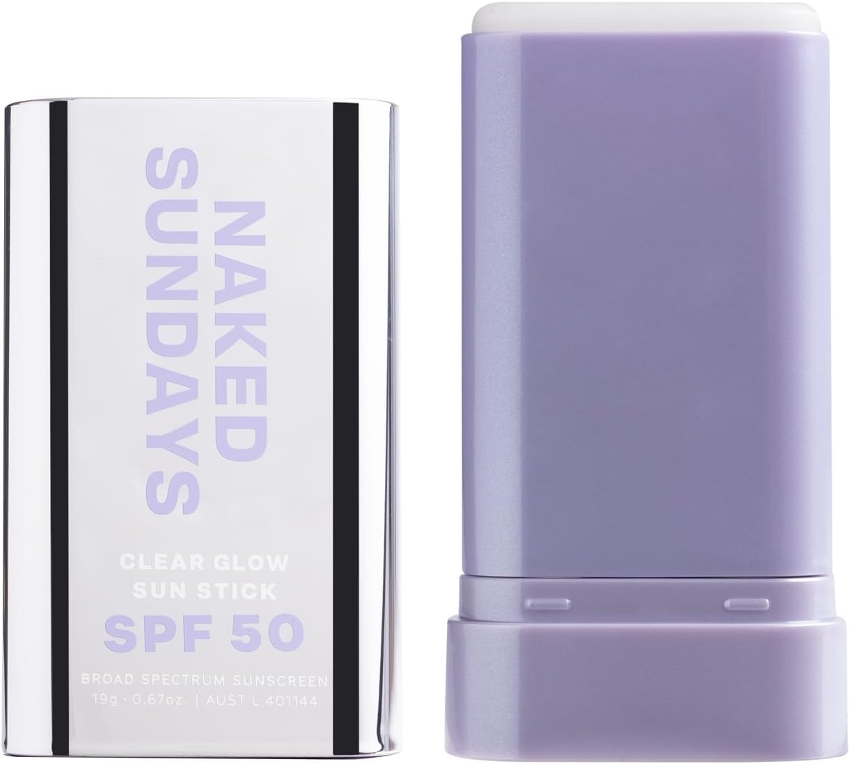 Naked Sundays Clear Glow Sun Stick SPF 50 – Invisible Clear Sunscreen Stick for Face & Body – No White Cast, Fragrance-Free, Broad Spectrum – Dry Oil Formula, Travel-Friendly, 19g
