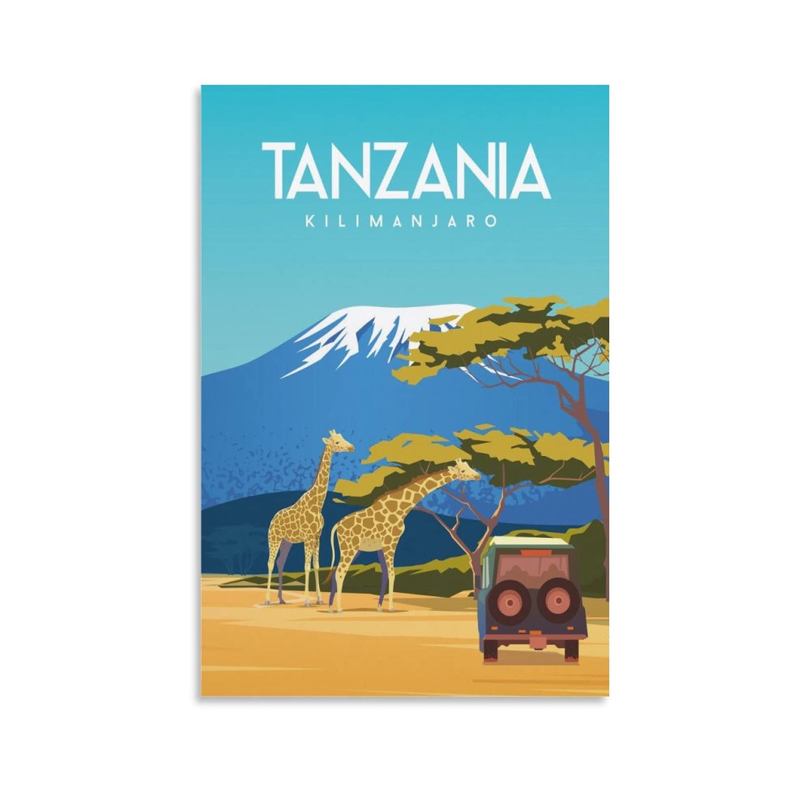 Orbana Unframe-Style Tanzania Kilimanjaro Vintage Travel Posters Landscape 12X18inch(30X45cm) Canvas Print For Living Room, Bedroom, Dorm, Home, Office Wall Decoration