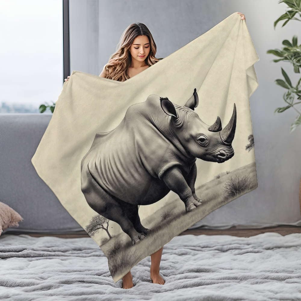 Couverture en flanelle rhinocéros 150x200cm pour canapé