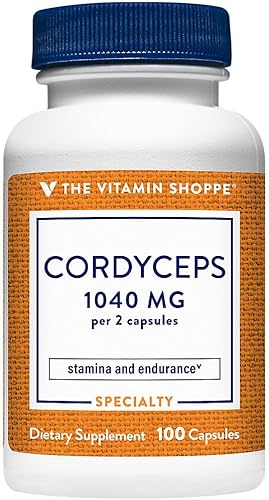 The Vitamin Shoppe Cordyceps - Suplemento de hongos de 1,040 mg, soporta resistencia y resistencia (100 cápsulas)