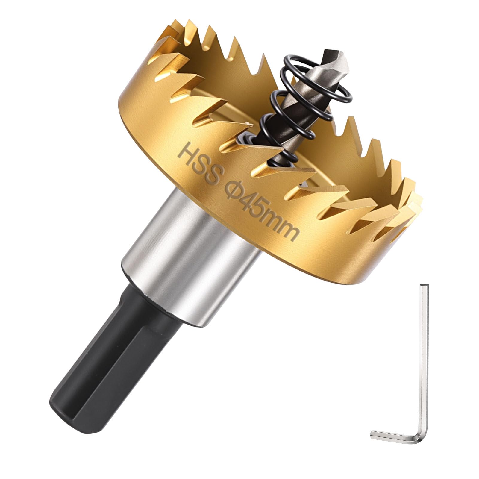 DTGN 1-3/4" Hole Saw M2 High Speed Steel - 45mm Hole Cutter - Good for Thin Stainless Steel/Alloy/Aluminium/Brass/Copper - Gold