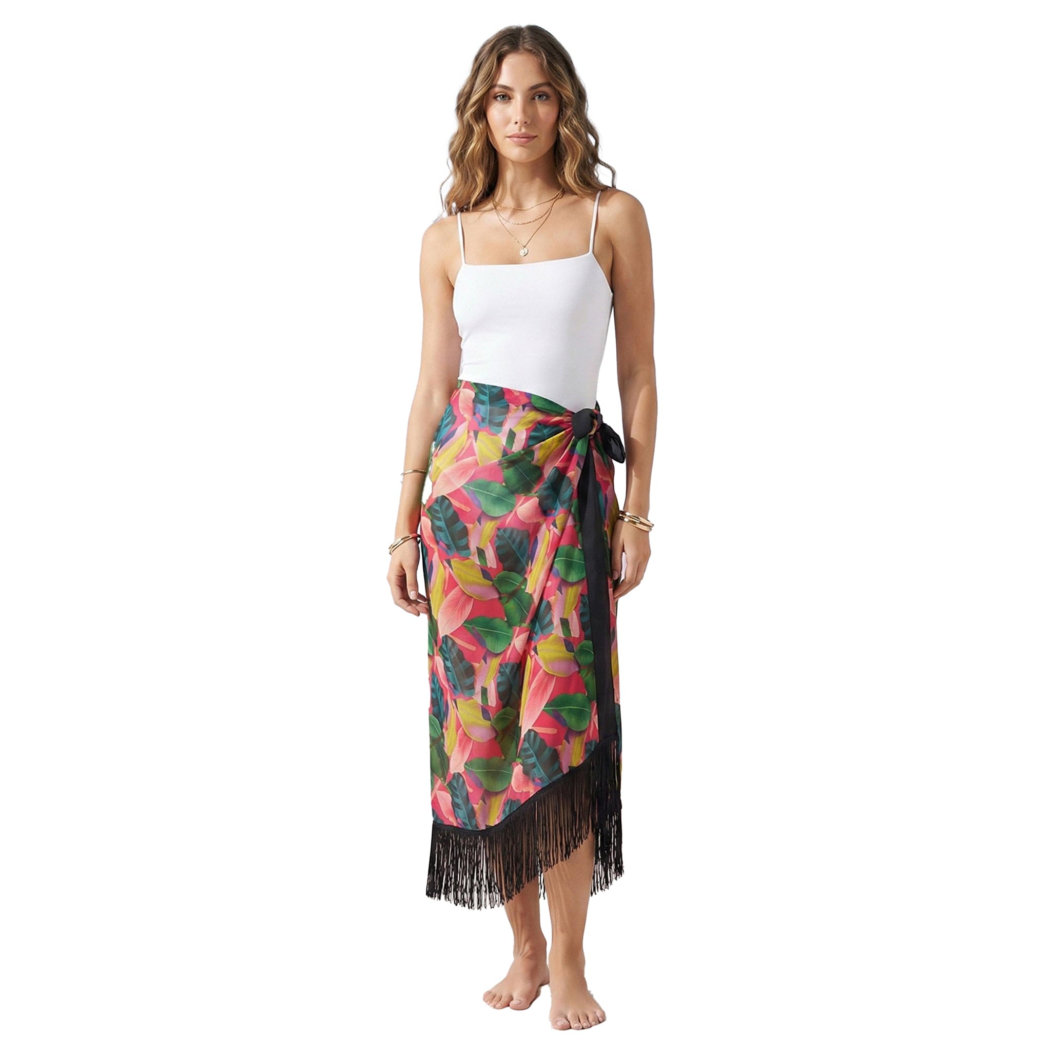 Multicoloured Long Sarong in Viscose Georgette for Women by Ramola Bachchan-image-45