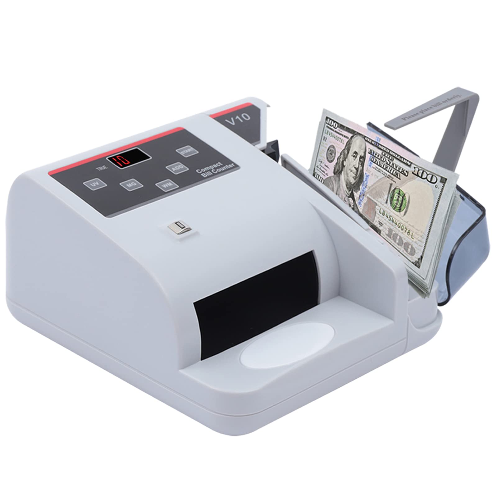 Licznik banknotów z wyświetlaczem LED – przenośny licznik banknotów 600 sztuk/min z UV/MG/MŚ, rozpoznawanie fałszywych banknotów, maszyna do liczenia niesortowanych banknotów