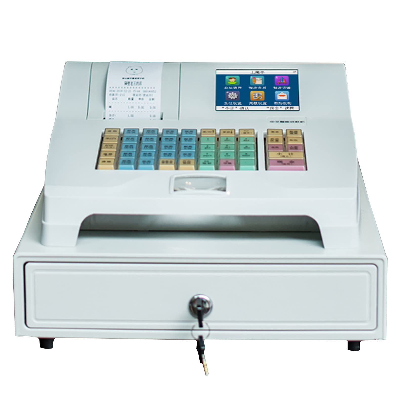Elektronische Registrierkasse, Supermarkt Elektronische Registrierkasse mit 48 Tasten POS-Registrierkasse 8 Digitale LED-Anzeige für Einzelhandels