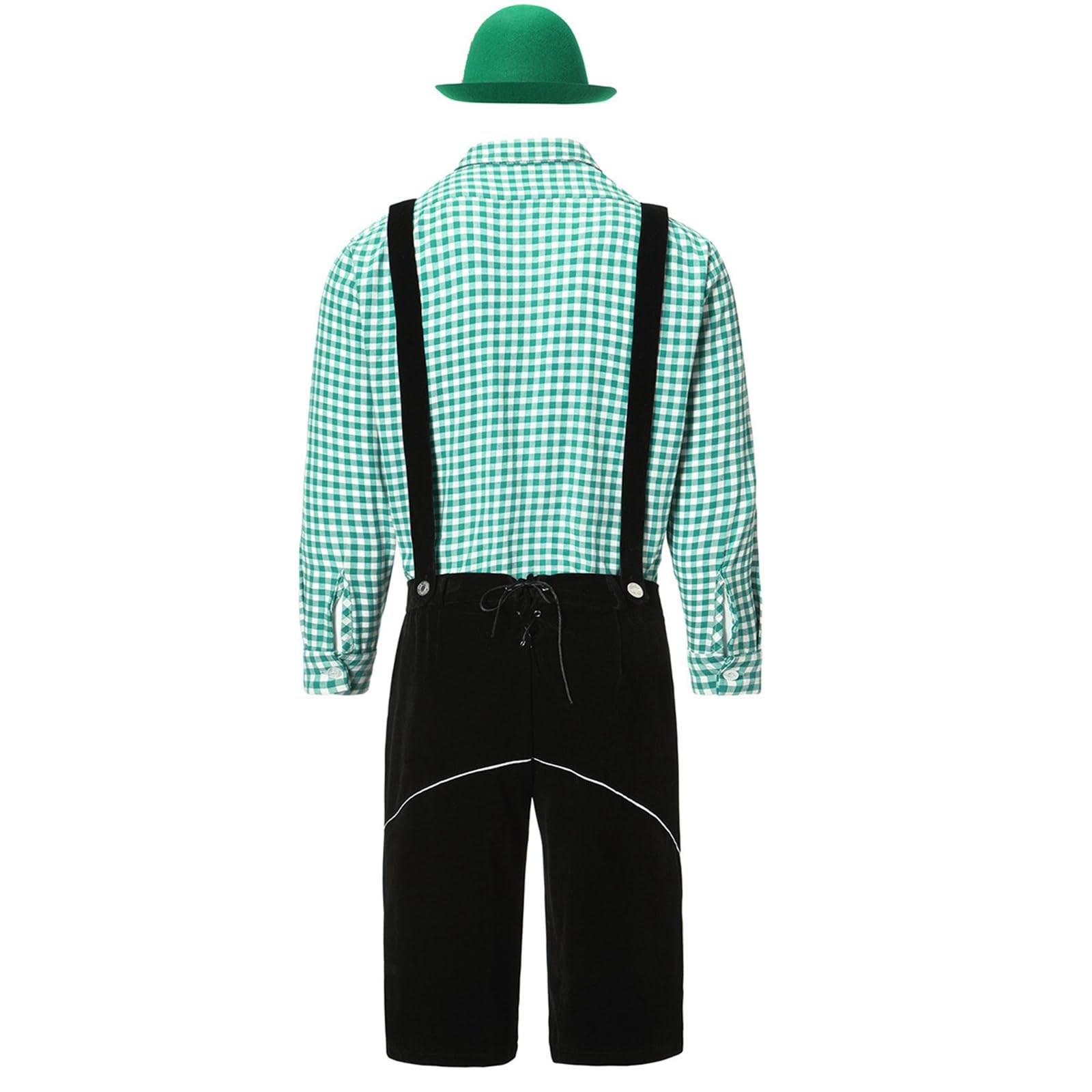 Lederhose Herren Kurz Schwarz,Lederhosen Mit TräGern Klassisch Trachtenhose Mit Stickerei Hemd Trachtenhosen Elegant Und Bequem Trachten Lederhose FüR Oktoberfest Bierfest