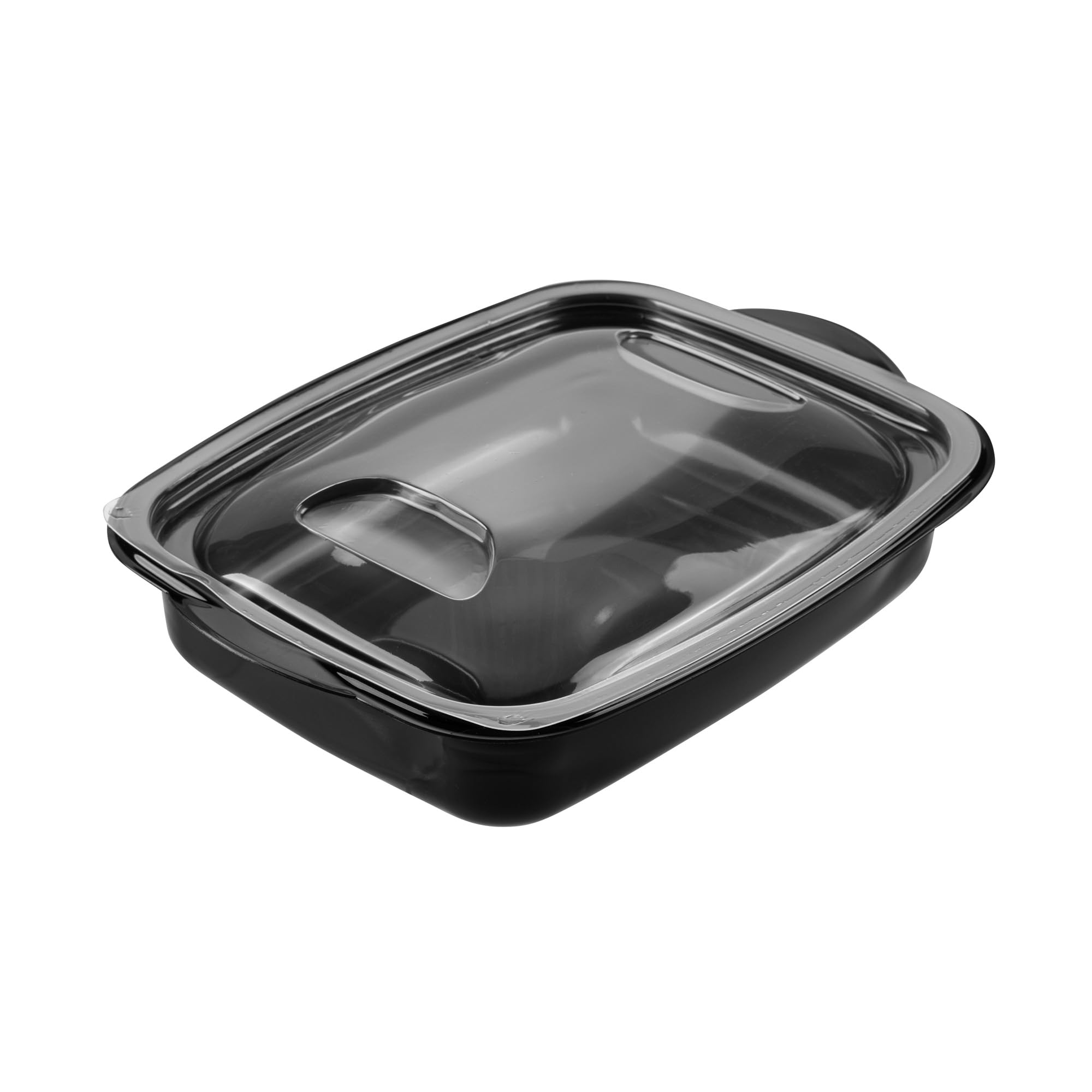 Restaurantware -RW Base Lebensmittelbehälter, rechteckig, Einweg-Salatbehälter, mikrowellengeeignet, mit transparentem Deckel, schwarze Kunststoff-Lebensmittelbehälter, 3 Fächer, für Cafés, 50 Stück