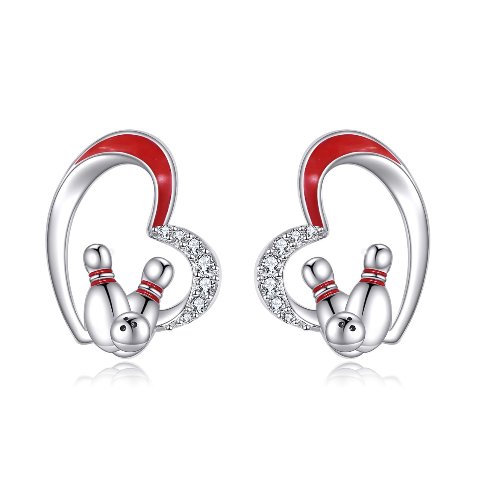 Boucles d'oreilles bowling argent sterling S925 qualité luxe - 7