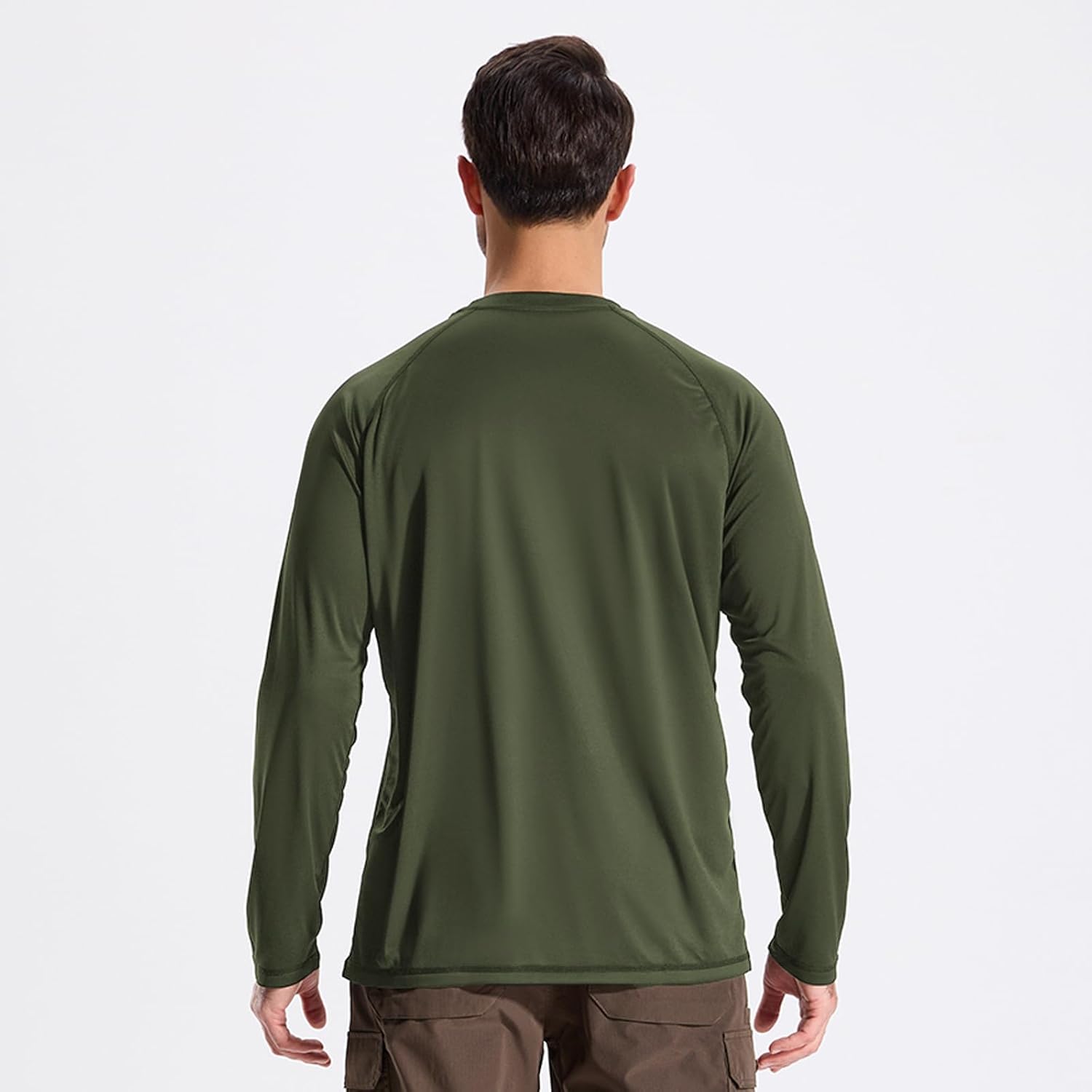 LOOGU Men's UPF 50+ UV Sun Protection SPF Rash Guard Lightweight Long Sleeve Shirts Outdoor for Fishing Hiking Swimming Running Olive-Green - Image 4