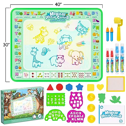 Qqduck NO Water Doodle Mat,Reusable Painting Writing Doodle Board Toy,Mess Free Coloring Doodle Drawing Mat Educational Toys,Birthday Christmas Gifts thumb #1